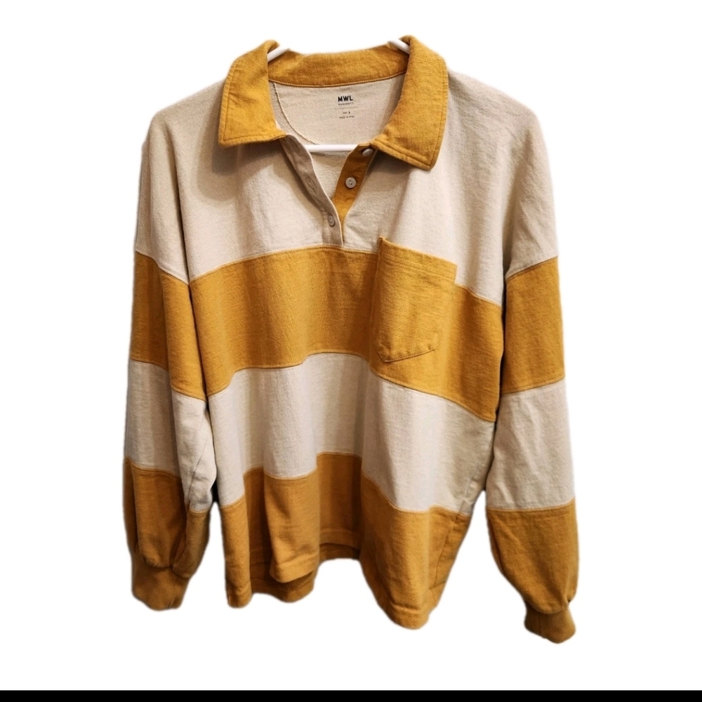 Madewell Mustard and Cream Striped Rugby Pullover - Picture 3 of 8